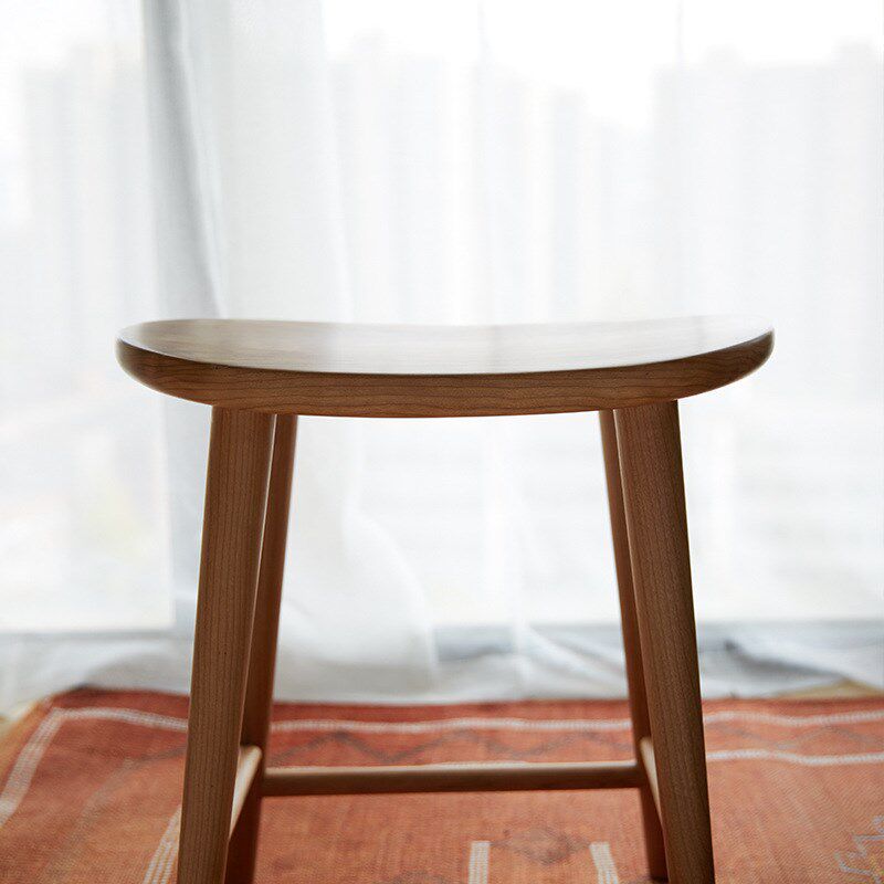 北欧日式全实木化妆凳卧室简约榫卯梳妆台凳子樱桃木小户型换鞋凳