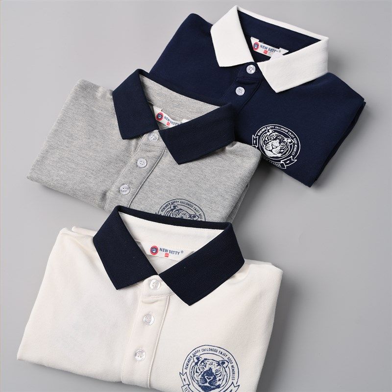 32支精梳棉 儿童纯棉珠地棉POLO衫 男童女童长袖 中大童 山东网店