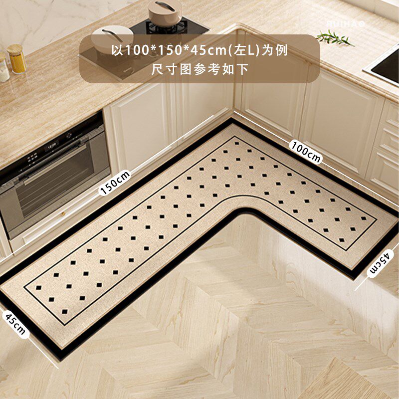 厨房地垫加厚硅藻泥l型防水防油防滑专用吸水耐脏脚垫子可擦免洗