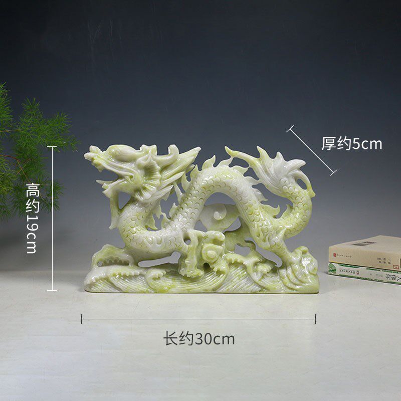 威弗列德蓝田玉龙摆件天然玉石吉祥龙生肖龙摆件家居玄关吧台礼品