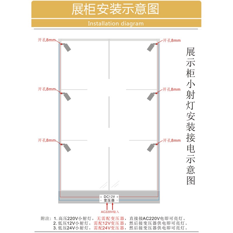 小型拇指小射灯mini手办模型玩具珠宝展柜灯LED特小微型迷你鱼缸