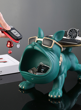 进门口放钥匙收纳摆件托盘创意轻奢狗狗玄关鞋柜电视柜家居装饰品