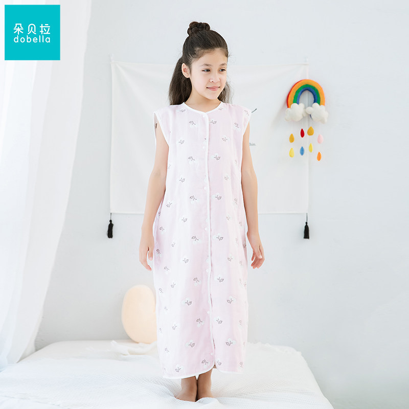 儿童睡袋大童防踢被纱布纯棉夏天宝宝婴儿春秋四季薄款无袖背心式