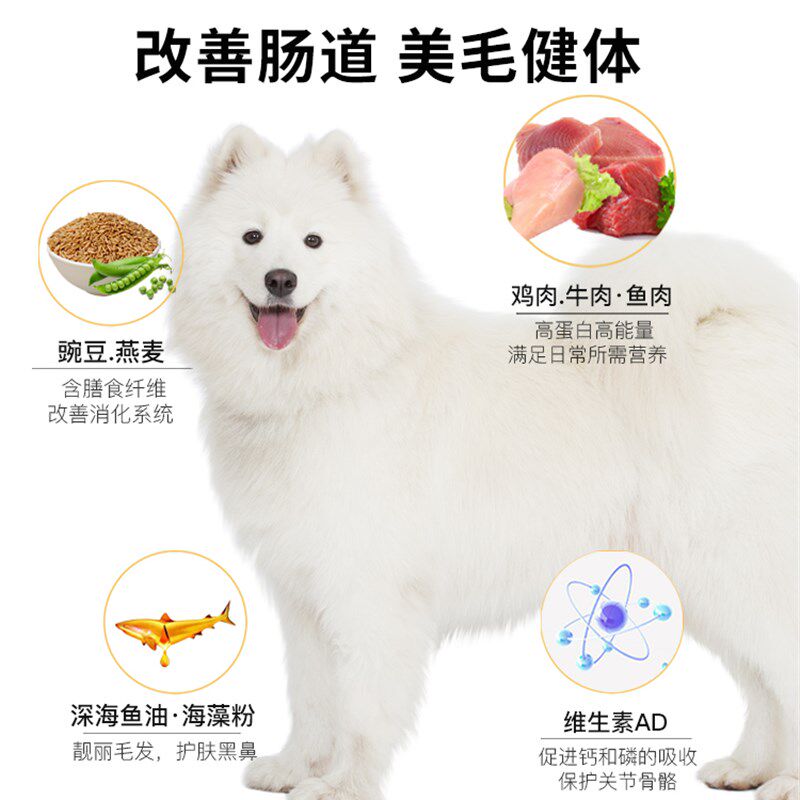 汪爸爸专用萨摩耶狗食幼犬成犬中大型犬健体美白毛专属配方5斤装