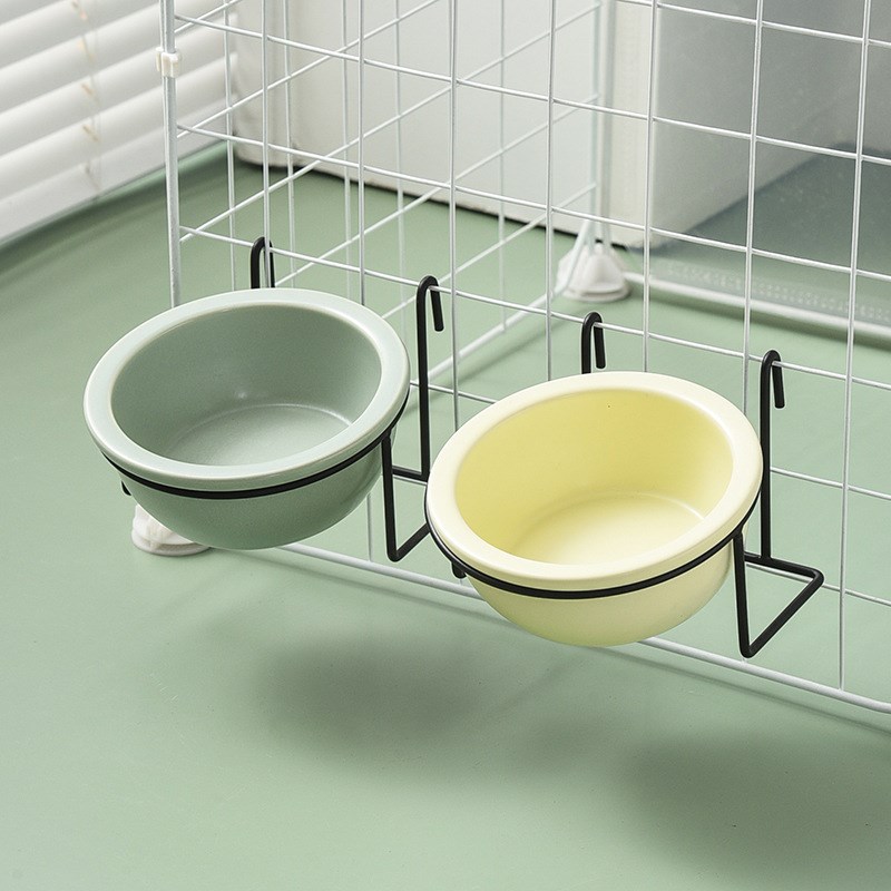 宠物碗悬挂式猫碗陶瓷猫粮盆食盆固定狗喝水碗打翻碗架猫笼子挂碗