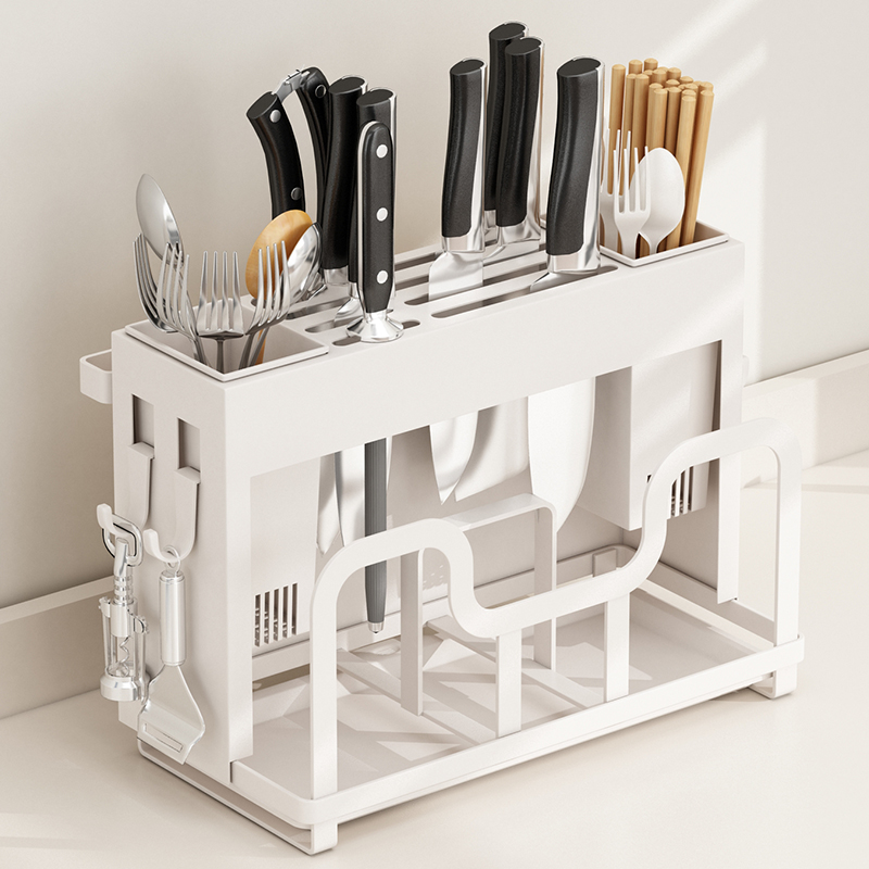 厨房置物架刀架台面多功能菜板筷子勺餐具剪刀沥水架放抹布架刀座