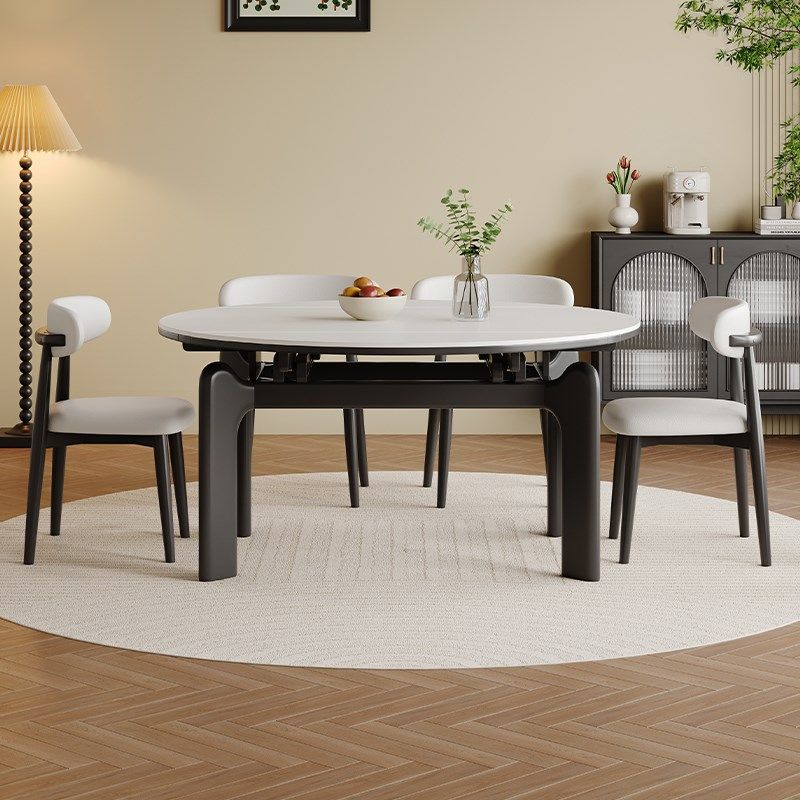 大象腿餐桌原木黑色复古风实木岩板餐桌小户型家用圆形饭桌,住宅家具,岩板餐桌,淘宝优惠券,粉丝福利购,淘宝优惠卷