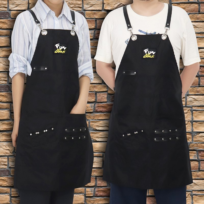 美发师防水围裙定制logo宠物店洗澡纹身师烧烤店防油背带工作服女
