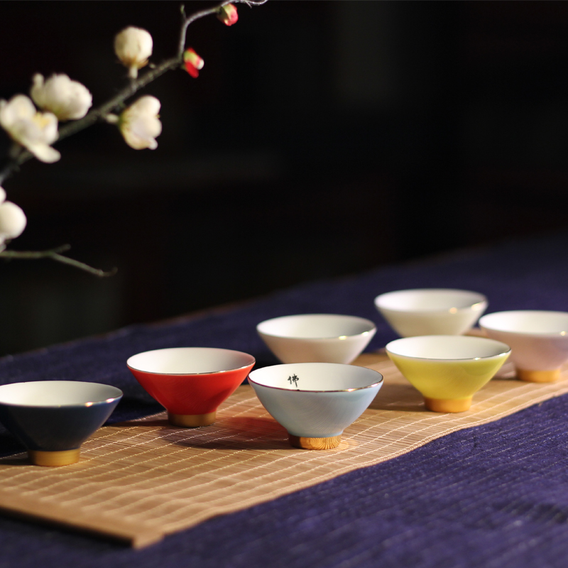 西泠印社集团景德镇白瓷斗笠杯社长印章元素茶杯套装礼盒茶具礼品