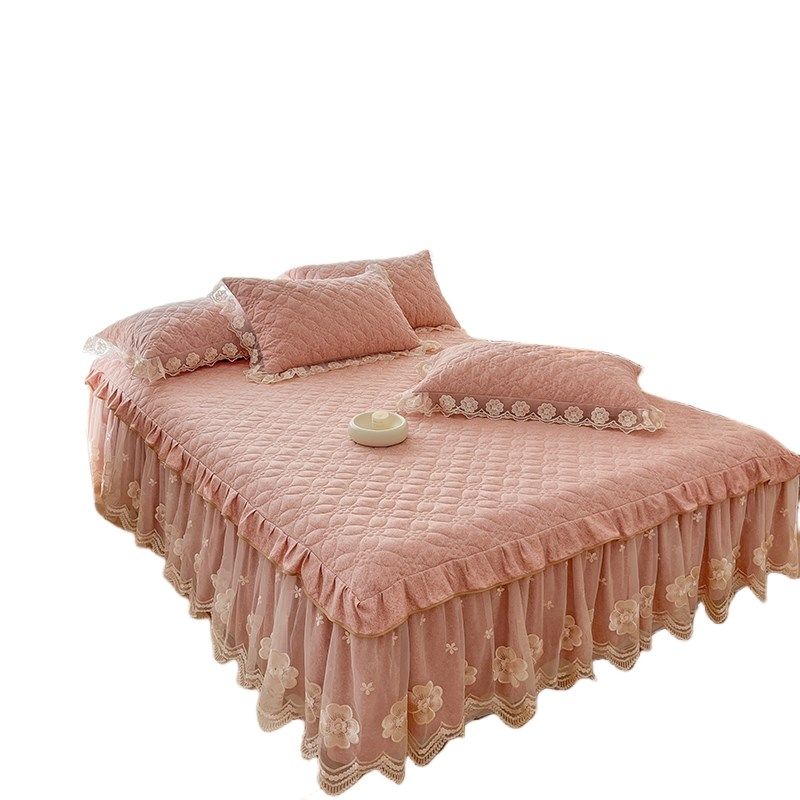 法式公主风床裙三件套遮丑下摆2024年新款春秋款夹棉床单单件网红,床上用品,床裙,淘宝优惠券,粉丝福利购,淘宝优惠卷