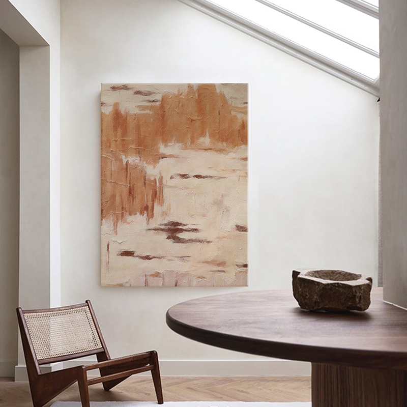 抽象客厅沙发背景墙挂画日式原木极简玄关装饰画侘寂风肌理落地画