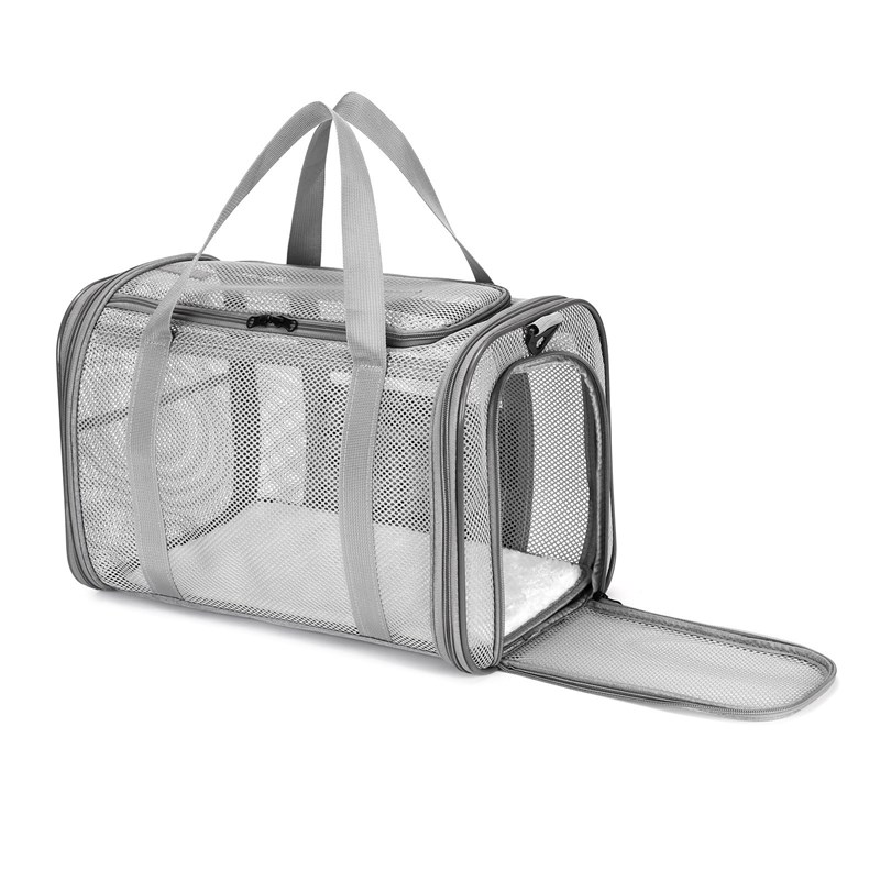 夏季透气宠物手提包猫咪外出便携包小狗斜跨单肩背包透明网纱猫包