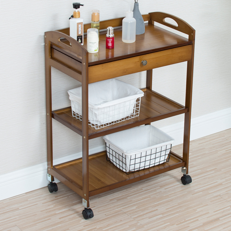 全竹防水款美容美发小推车美容院工具车厨房餐厅火锅店美容店实木