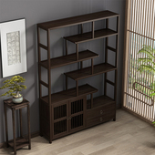 新中式 博古架茶室古董置物架实木多宝阁茶具茶货展示柜隔断摆放架