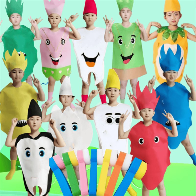 儿童牙齿表演服绘本剧牙细菌大战牙刷道具表演服