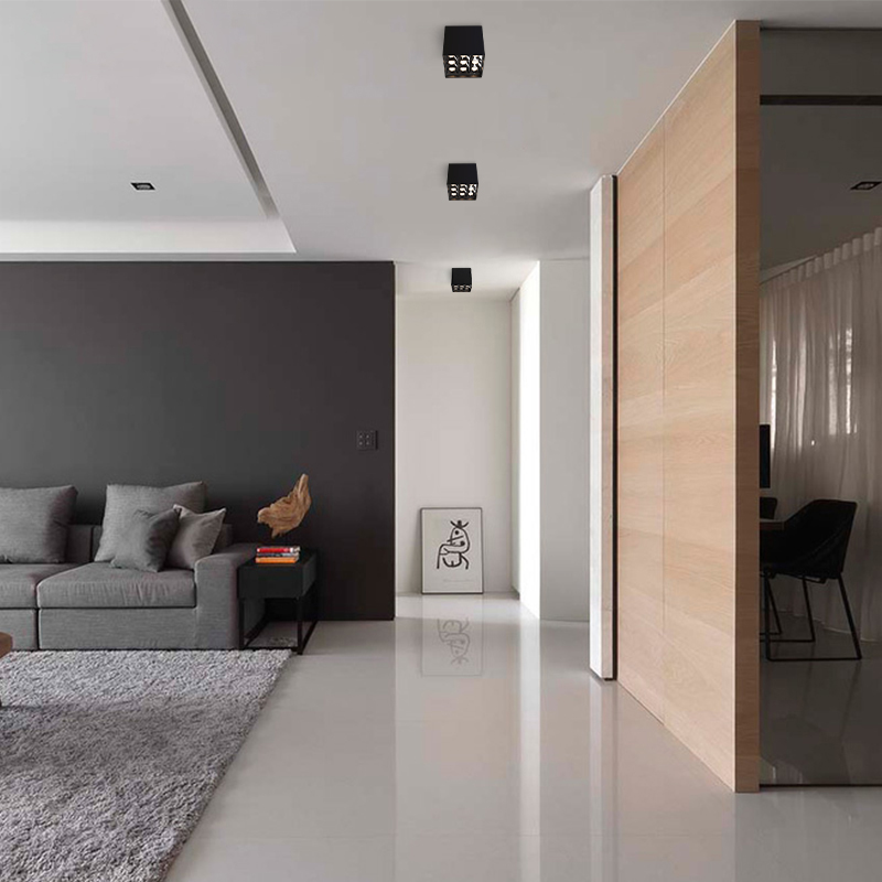 明装led方形九头宫格射灯客厅无主灯照明办公过道吸顶防眩光筒灯