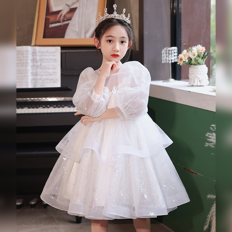 公主裙女童高端礼服生日花童婚礼小女孩纱裙儿童主持人钢琴演出服