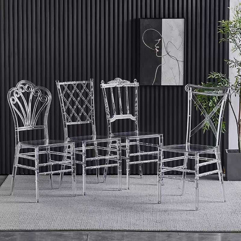 酒店宴会厅透明水晶竹节椅子户外花园婚庆塑料简约透明亚克力椅子