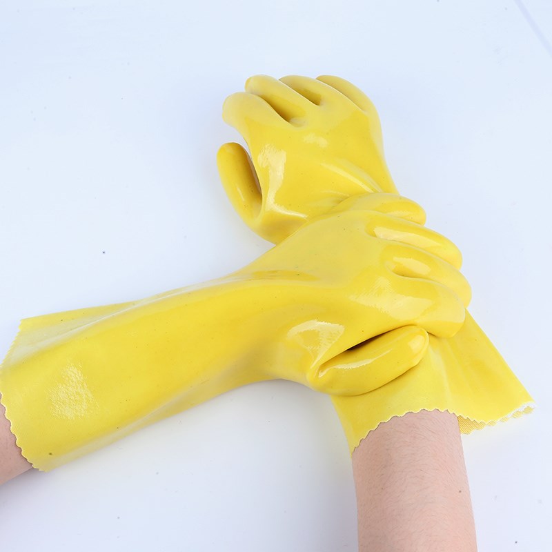 千禧龙加厚浸塑手套耐酸碱工手套加长防油防腐蚀劳保耐磨胶皮手套