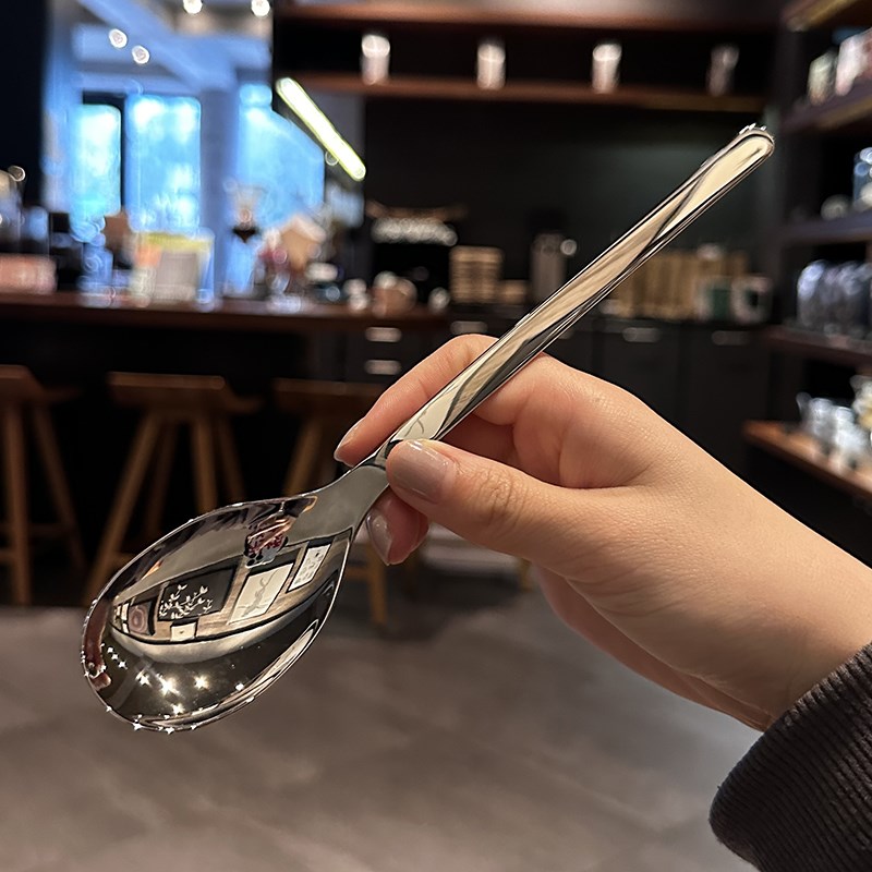 古亦家干饭勺!加厚手柄!西餐更304不锈钢勺子材质西餐勺子喝汤勺