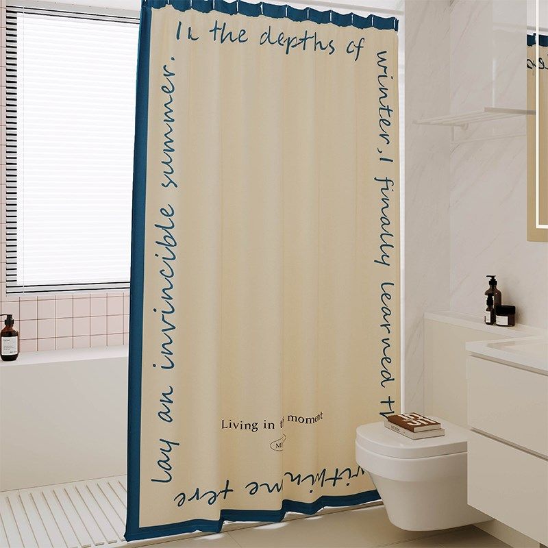 法式浴室浴帘防水防霉套装免打孔洗澡淋浴房卫生间隔断门帘子挂布