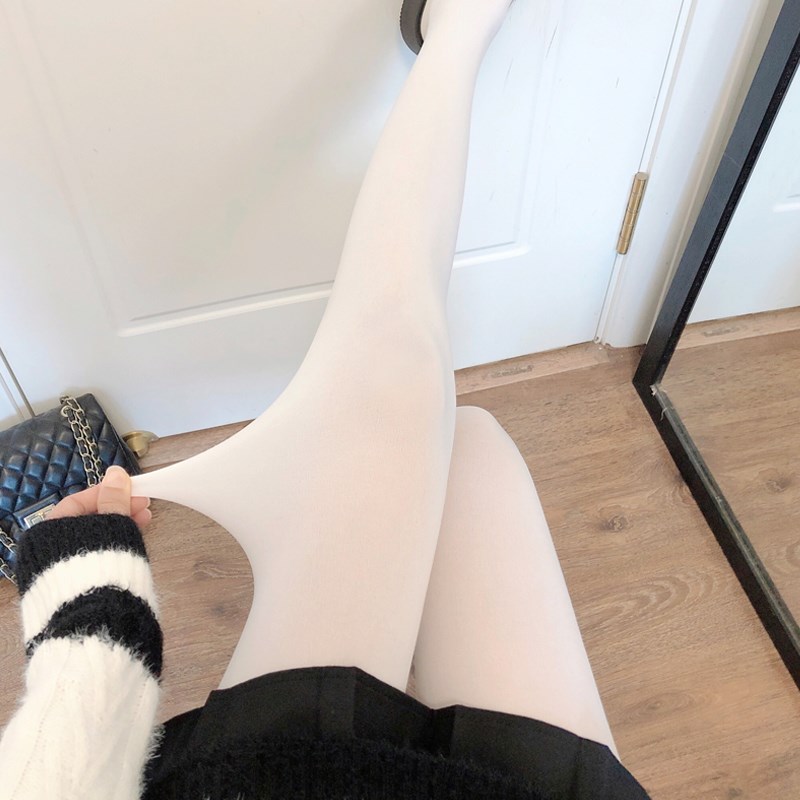 春秋季白色连裤袜日系JK甜美Lolita米白丝袜天鹅绒加厚打底裤袜女