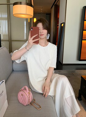 NAZ那子大码2024夏装新款拼接肌理感法式胖mm长款直筒鱼尾连衣裙