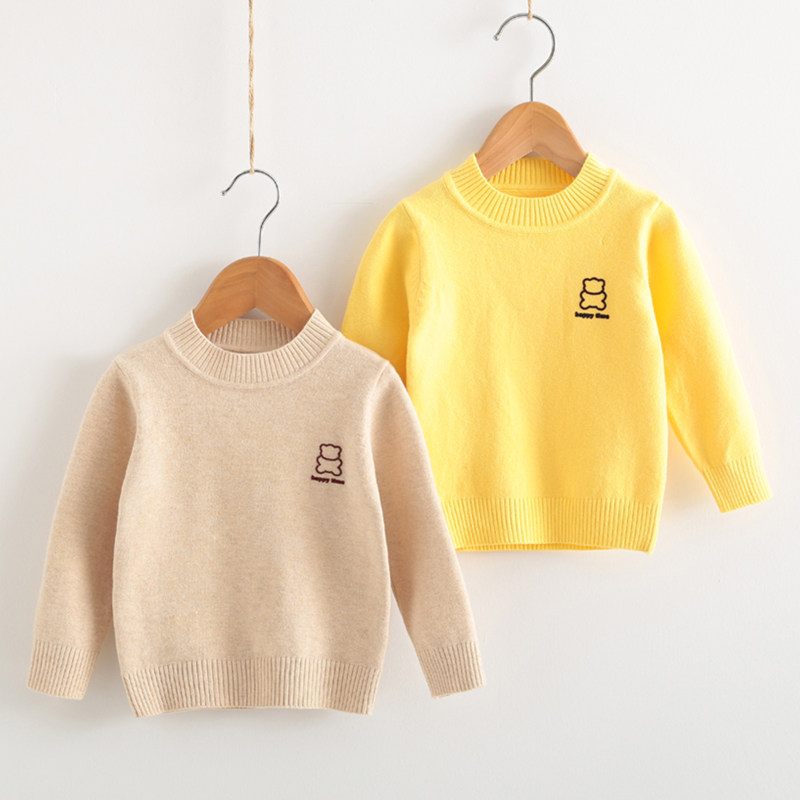儿童毛衣纯棉男童中大童高领加绒加厚针织衫小童线衣女宝宝打底衫