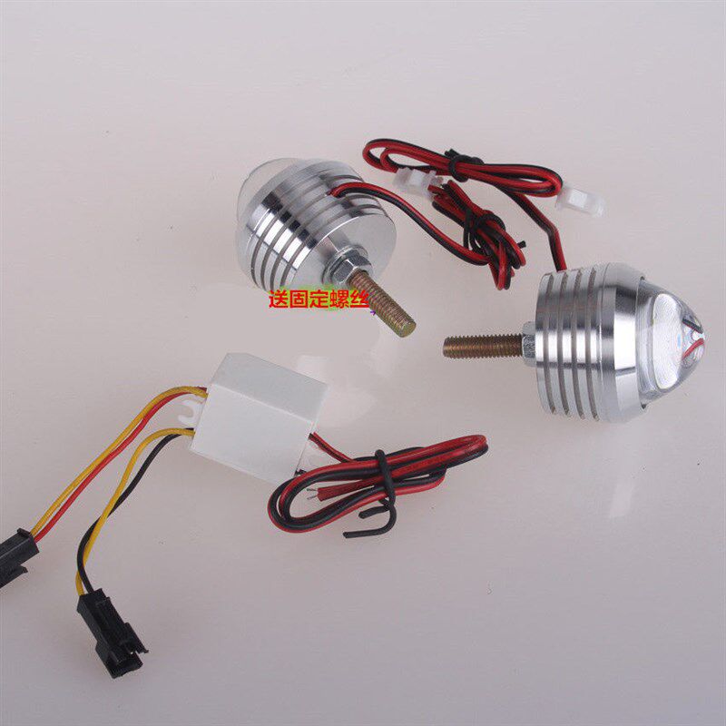 摩托车电动车LED改装刹车灯后尾灯超亮鱼眼爆闪灯12V流氓灯大爆闪