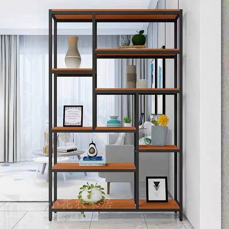 铁艺隔断置物架客厅落地简约收纳架子办公室多功能展示架创意书架