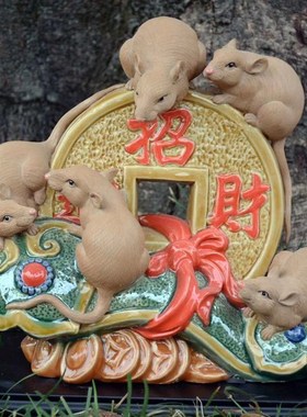 陶瓷生肖老鼠手工摆件家居装饰店铺招财进宝新年送礼纳福礼品鼠年