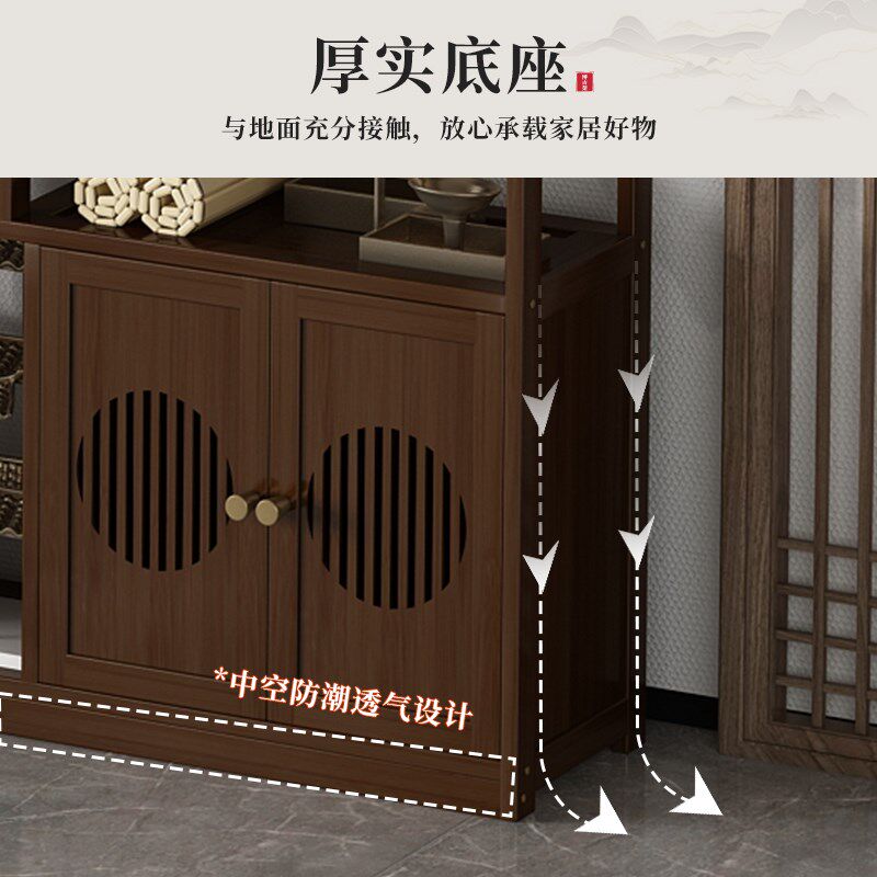 新中式博古架茶具置物架子隔断架小型中式茶叶架展示柜多宝阁摆架