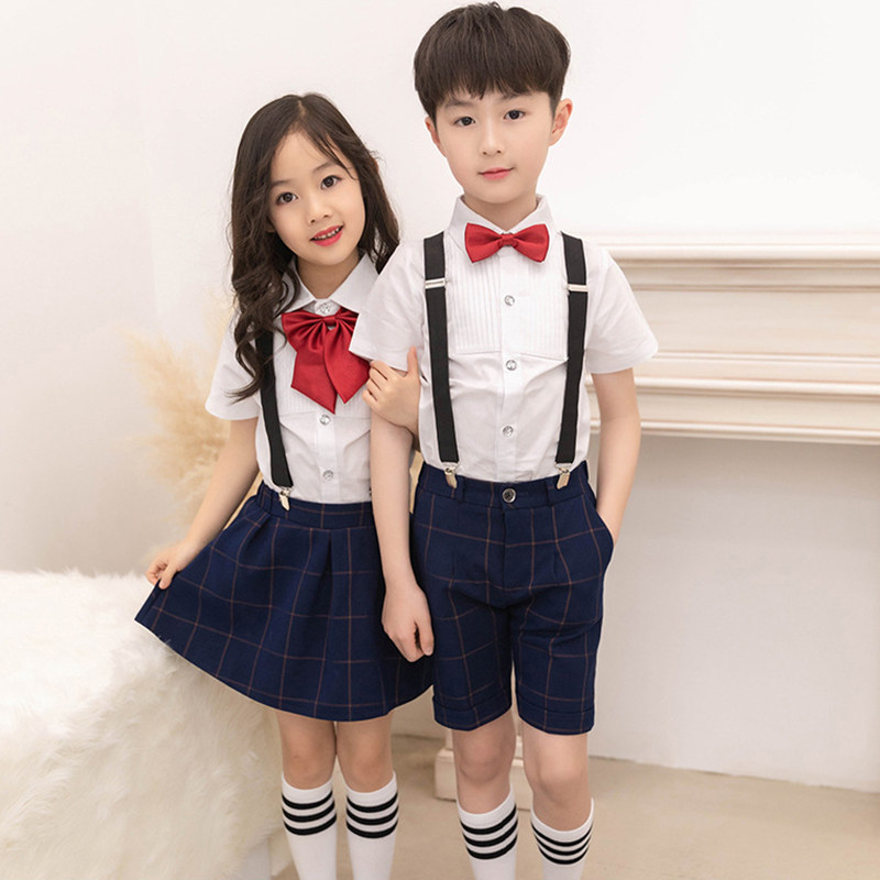 男童礼服套装夏钢琴演奏走秀儿童主持人英伦风花童毕业女童小西装