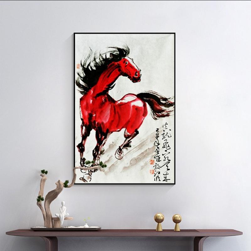 马装饰画客厅挂画马到成功骏马图壁画水墨画办公室墙画国画图片