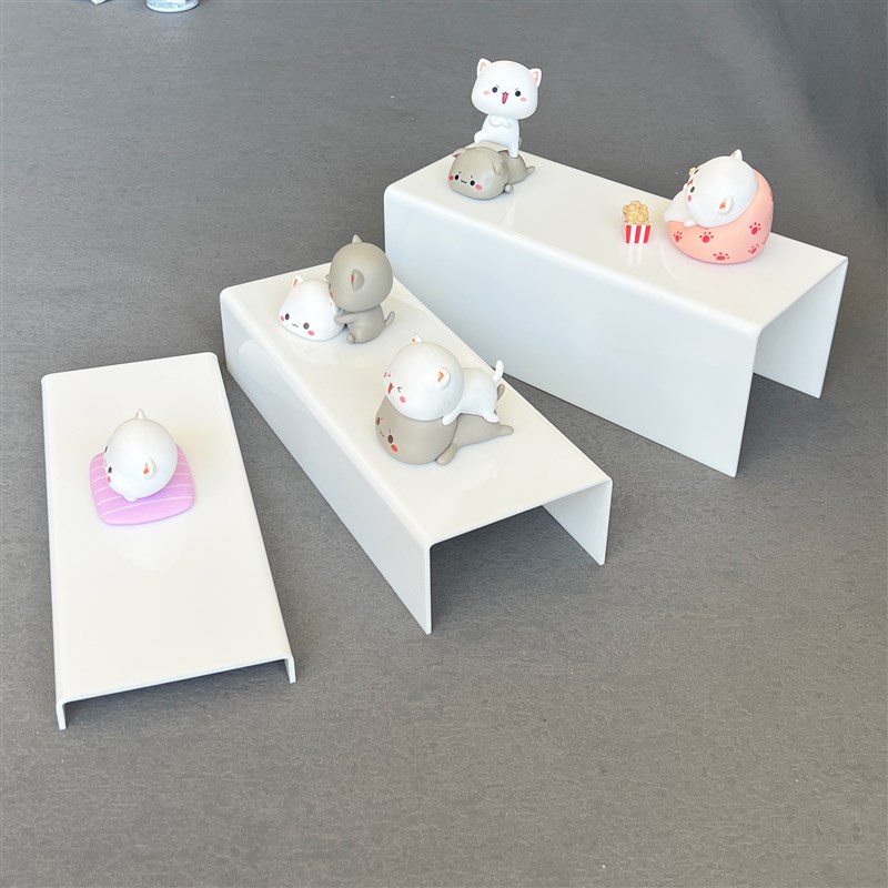 亚克力白色透明化妆品展示架鞋托包包陈列橱窗饰品U型展架定制