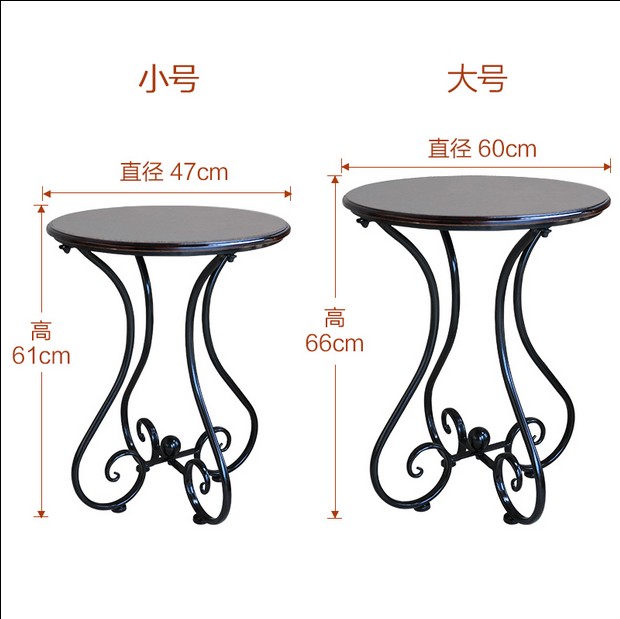 欧式铁艺小茶几客厅沙发边几角几休闲简阳台实木小圆桌椅子靠背椅