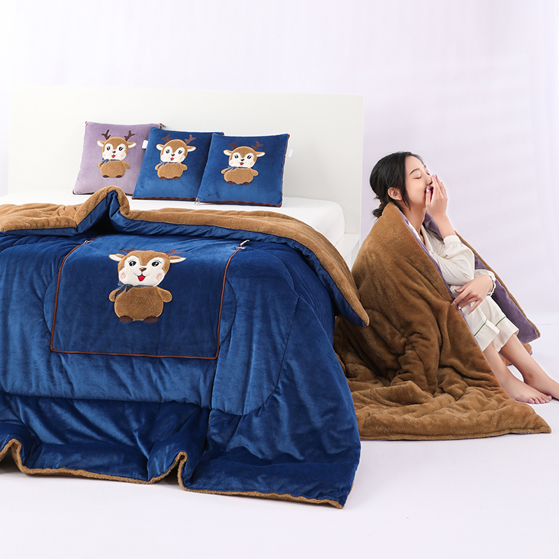 加厚摺叠抱枕被子两用车载汽车靠垫枕头被办公室沙发午睡空调被