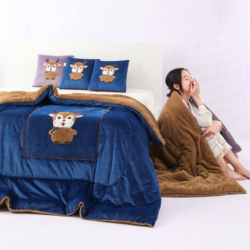 加厚摺叠抱枕被子两用车载汽车靠垫枕头被办公室沙发午睡空调被