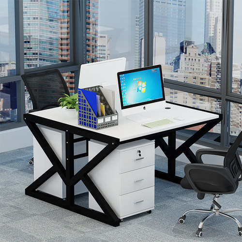 工位职员办公桌双人位面对面工作位对坐桌子一体电脑桌办工桌靠墙