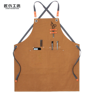帆布围裙女时尚定制logo美甲理发师餐饮咖啡厅奶茶店烘焙工作服男
