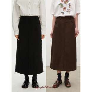 开衩设计百搭直筒灯芯绒半裙 经典 Sayhitotomato 乌香协奏