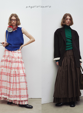 Sayhitotomato【原创首家】【巴黎假日】大裙摆双层松紧腰半裙