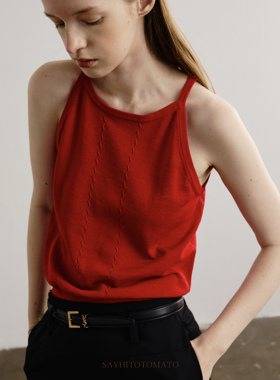 Sayhitotomato[簇拥烈日]真丝麻棉贴身透气挂脖背心内搭针织吊带