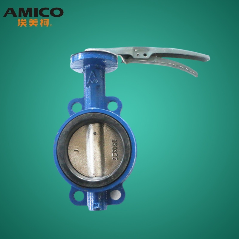 正品埃美柯蝶阀d71x-16铸铁对夹式手动消防管道手动开关阀门802a