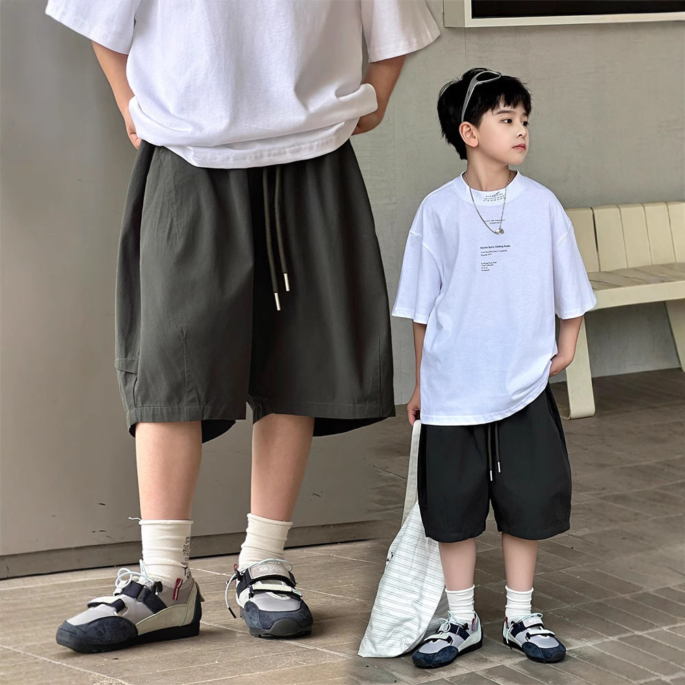 2026夏季新款潮牌美式阔腿时髦帅气休闲短裤批发男童七分宽松短裤
