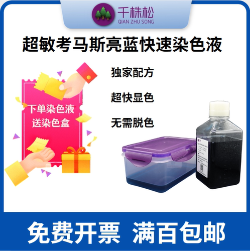 免脱色考马斯亮蓝G250快速染色液蛋白胶染色液 重复多次 500ml