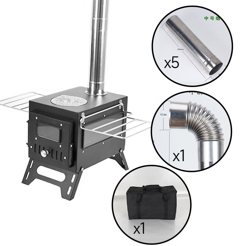 2030小型房车柴火炉户外野炊炉野外取暖帐篷炉多功能车载柴火炉