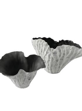 侘寂中古荷叶风边陶瓷花瓶新中式样板插售楼HXI间处客厅玄关花器