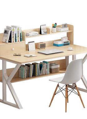 电台脑式简约书桌A033书架一体办桌椅桌组合中学生学公习桌子女孩