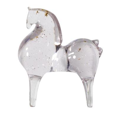 现ES-A6128代艺术公饰抽象水晶酒透明马摆件书房柜办室书桌创意肥